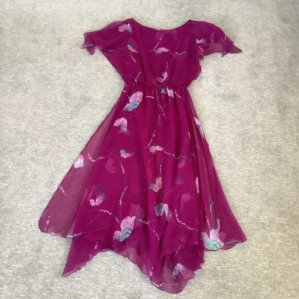Vintage 70’s Jeri Modes New York Plum Floral Maxi Dress Sz. M
